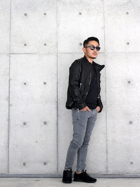 「HBNS（ハバノス）のアイテム（パンツ）」を使った、VANKERCLOSETさん（メンズ・165cm）の秋コーディネート