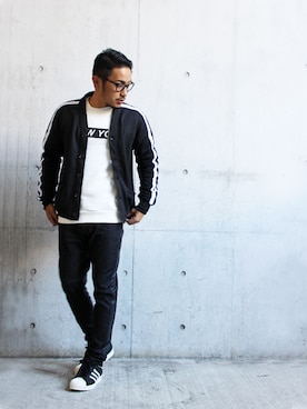 「アイテム（スニーカー、ブラック系）」を使った、VANKERCLOSETさん（メンズ・165cm）の秋コーディネート