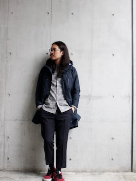 「HBNS（ハバノス）のアイテム（トップス）」を使った、VANKERCLOSETさん（メンズ・185cm）の冬コーディネート
