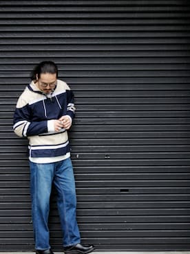 「HBNS（ハバノス）のアイテム（パンツ）」を使った、VANKERCLOSETさん（メンズ・185cm）の冬コーディネート