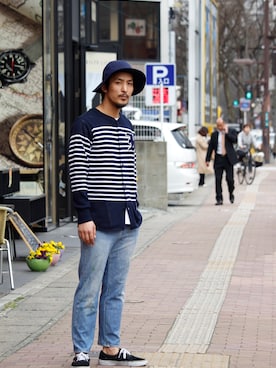 「HBNS（ハバノス）のアイテム（トップス）」を使った、VANKERCLOSETさん（メンズ・180cm）の春コーディネート