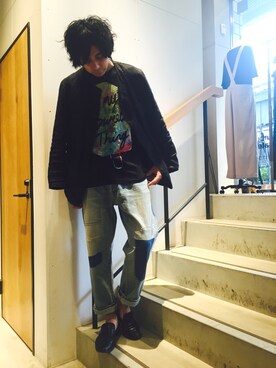 「Johnbull Private labo（ジョンブルプライベートラボ）のアイテム（ノーカラージャケット）」を使った、kosukeさん（メンズ・180cm）の春コーディネート