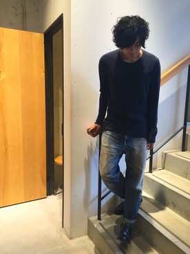 「Johnbull Private labo（ジョンブルプライベートラボ）のアイテム（ニット/セーター）」を使った、kosukeさん（メンズ・180cm）の秋コーディネート