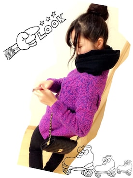 「ピンクニット」｜⋈.*さん（レディース・158cm）の冬コーディネート