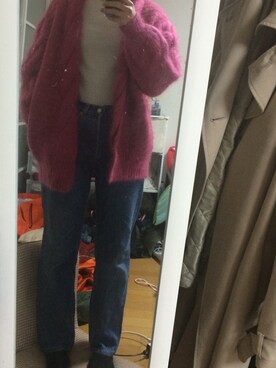 「もけもけ」｜「アイテム（その他アウター）」を使った、harunaa.さん（レディース・163cm）の冬コーディネート