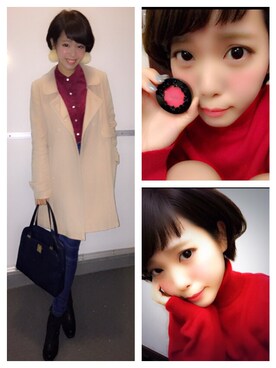 「Dior」｜「アイテム（チェスターコート）」を使った、鍵本 美緒さん（レディース・163cm）の秋コーディネート