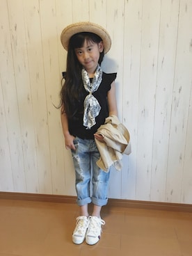 「LOWRYS FARM（ローリーズファーム）のアイテム（財布/小物）」を使った、noa◡̈♥︎さん（キッズ・110cm）の春コーディネート