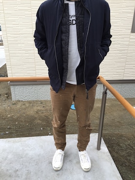 「GOODENOUGH（グッドイナフ）のアイテム（ブルゾン）」を使った、ヨロさん（メンズ・169cm）の冬コーディネート