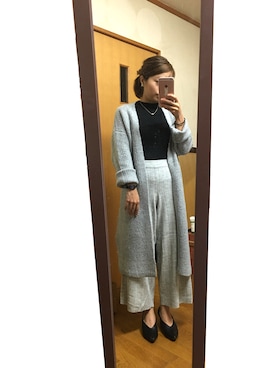 「リブニットパンツ」｜まさん（レディース・149cm）の秋コーディネート