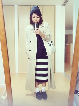 「ロングジャケット」｜「アイテム（トレンチコート）」を使った、canna♡さん（レディース・151cm）の秋コーディネート