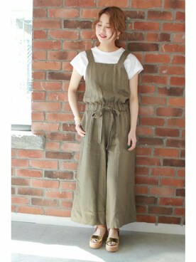 「アイテム（オールインワン・サロペット）」を使った、asanoさん（レディース・158cm）の春コーディネート