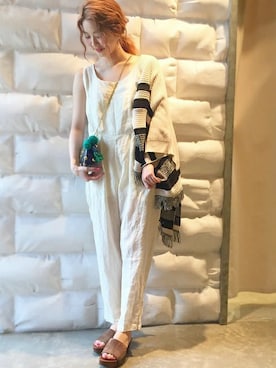 「アイテム（サロペット/オーバーオール、ホワイト系）」を使った、asanoさん（レディース・158cm）の春コーディネート