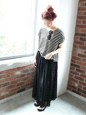 「ISLAND SLIPPER（アイランドスリッパ）のアイテム」を使った、asanoさん（レディース・158cm）の夏コーディネート