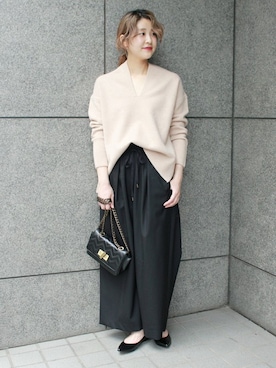 「カシミヤ」｜「アイテム（シューズ）」を使った、asanoさん（レディース・158cm）の秋コーディネート