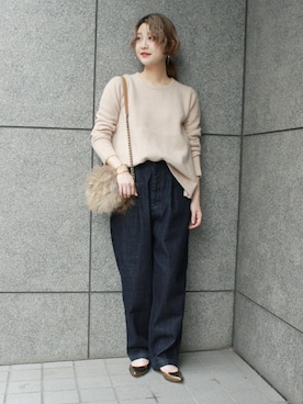 「アイテム（ゴールド系）」を使った、asanoさん（レディース・158cm）の秋コーディネート