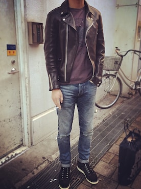 「ADDICT CLOTHES（アディクトクローズ）のアイテム（ジャケット/アウター）」を使った、Kaiさん（メンズ・185cm）の冬コーディネート