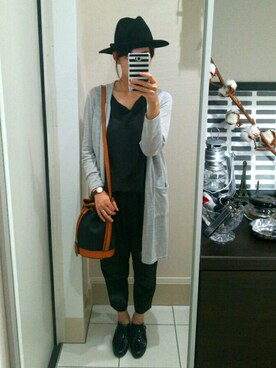 「GLOBAL WORK（グローバルワーク）のフェルトナカオレＨＡＴ/565115（ハット）」を使った、emotoさん（レディース・160cm）の秋コーディネート