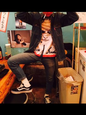 「CONVERSE（コンバース）のアイテム（デニムジャケット）」を使った、syutoさん（メンズ・175cm）の春コーディネート
