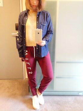 「Jack Willsのアイテム（パンツ）」を使った、つばめさん（レディース・163cm）の夏コーディネート