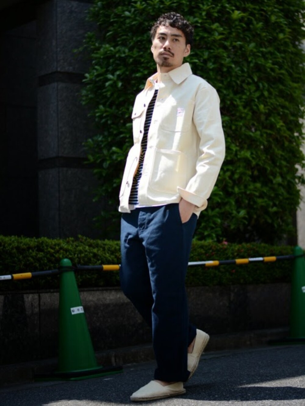 「ホワイト、オーバーサイズ、RAWDRIP2nd」｜「POINTER BRANDのCOVERALL（カバーオール、ホワイト系）」を使った、RAWDRIP2ndさん（メンズ・170cm）の春コーディネートの1枚目の写真