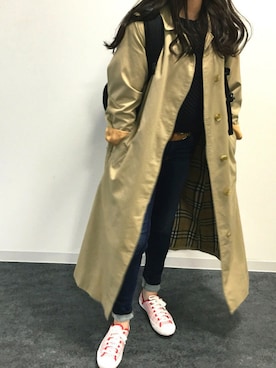「サマーニット」｜「アイテム（トレンチコート）」を使った、あげさん（レディース・155cm）の春コーディネート