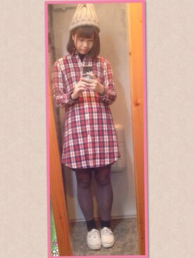 「w closet」｜「アイテム（シャツワンピース）」を使った、ともさん（レディース・162cm）の秋コーディネート