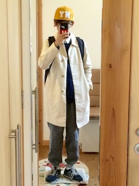 「アイテム（ステンカラーコート）」を使った、もんたさん（メンズ・162cm・10代）の秋コーディネート