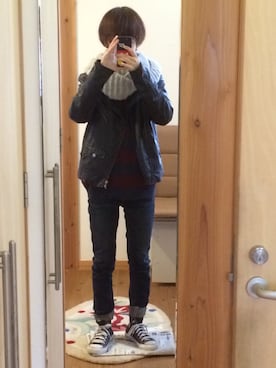 「H&M（エイチ・アンド・エム）のアイテム（ストール/ショール）」を使った、もんたさん（メンズ・162cm）の冬コーディネート