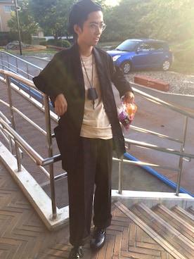 「DAKS（ダックス）のアイテム（スラックス）」を使った、もんたさん（メンズ・163cm）の秋コーディネート