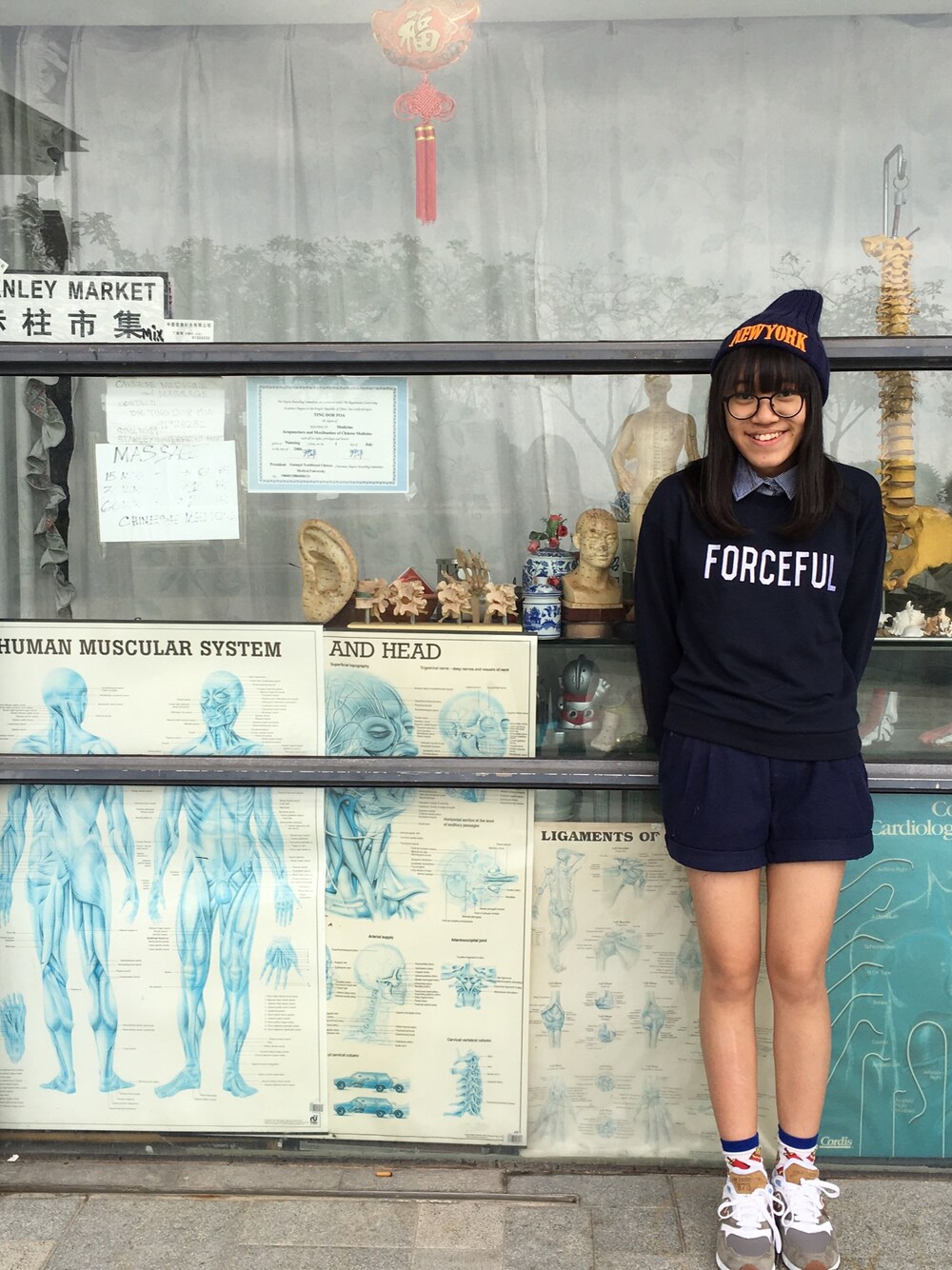 「WEGO、New Balance、hkgirl、hk、Japan、japanese、Japanesegirl」｜「WEGOのアイテム（トップス、ブルー系）」を使った、さこ♥さん（レディース・158cm）の冬コーディネートの1枚目の写真