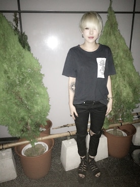 「UNIF」｜「アイテム（サンダル）」を使った、emma&tsukasaさん（レディース・162cm）の夏コーディネート