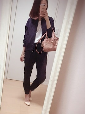 「COMME CA DU MODE（コムサデモード）のアイテム（ブルゾン）」を使った、haruさん（レディース・157cm）の夏コーディネート