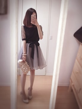 「axes femme（アクシーズファム）のアイテム（クラッチバッグ）」を使った、haruさん（レディース・157cm）の夏コーディネート