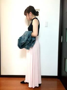 「大学生コーデ」｜「アイテム（デニムジャケット）」を使った、Yukinaさん（レディース・152cm）の夏コーディネート