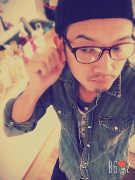 「Wrangler（ラングラー）のアイテム（シャツ/ブラウス、ブルー系）」を使った、シニャモンズさん（メンズ・174cm）の秋コーディネート