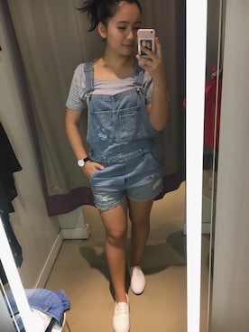 「H&M（エイチ・アンド・エム）のアイテム（つなぎ/オールインワン）」を使った、Maggieさん（レディース・160cm）の春コーディネート