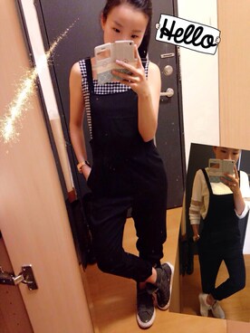 「MEIER.Q（マイヤーキュー）のアイテム（オールインワン・サロペット）」を使った、Luna Tsaiさん（レディース・156cm）の夏コーディネート