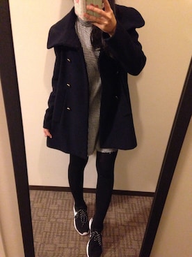 「千鳥格子」｜「アイテム（ムートンコート）」を使った、Luna Tsaiさん（レディース・156cm）の秋コーディネート