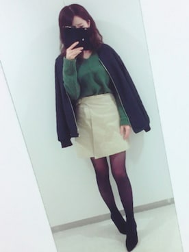 「ラップスカート」｜「アイテム（MA-1）」を使った、aya*さん（レディース・162cm）の秋コーディネート