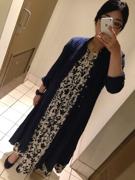 「pas de calais（パドカレ）のアイテム（シャツワンピース）」を使った、syktkuchさん（レディース・156cm）の冬コーディネート