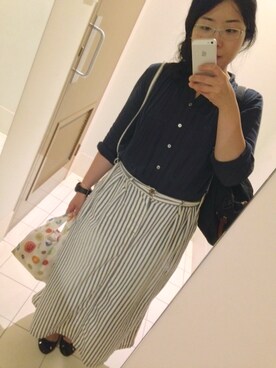 「pas de calais（パドカレ）のアイテム（シャツワンピース）」を使った、syktkuchさん（レディース・156cm）の冬コーディネート