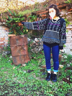 「黒ニット」｜manaさん（レディース・149cm）の冬コーディネート