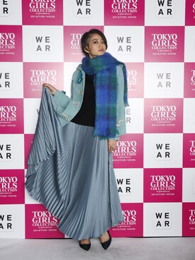 「マキシ丈スカート」｜「アイテム（ダッフルコート）」を使った、IRUKAさん（レディース・174cm）の秋コーディネート