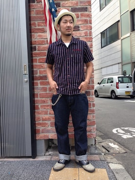 「ショット」｜「アイテム（パンツ）」を使った、omata takayaさん（メンズ・171cm）の夏コーディネート