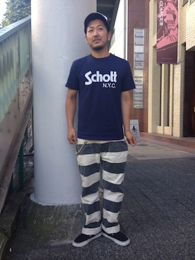 「ショット」｜「アイテム（パンツ）」を使った、omata takayaさん（メンズ・171cm）の夏コーディネート