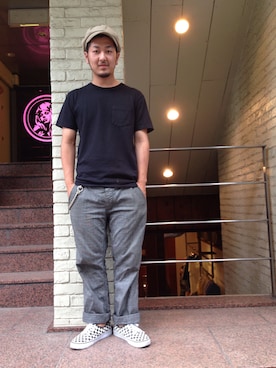 「ショット」｜「アイテム（パンツ）」を使った、omata takayaさん（メンズ・171cm）の夏コーディネート