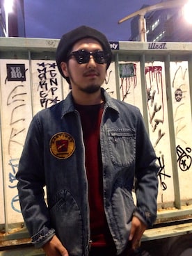 「SCHOTT」｜「アイテム（デニムジャケット）」を使った、omata takayaさん（メンズ・171cm）の秋コーディネート