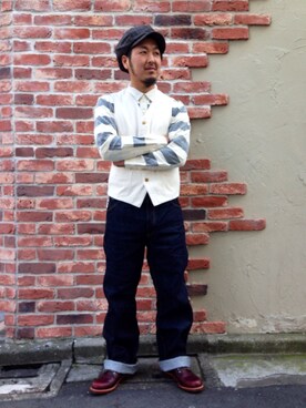 「schott(ショット)のアイテム(ベスト)」を使った、omata takayaさん(メンズ・171cm)の春コーディネート