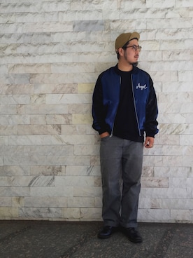 「ワークパンツ」｜「アイテム（ブルゾン）」を使った、omata takayaさん（メンズ・171cm）の夏コーディネート