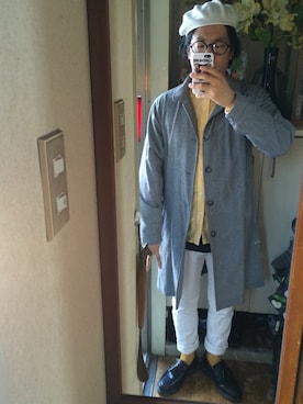 「アイテム（ステンカラーコート）」を使った、Sh!ng☆ さん（メンズ・163cm・30代）の秋コーディネート